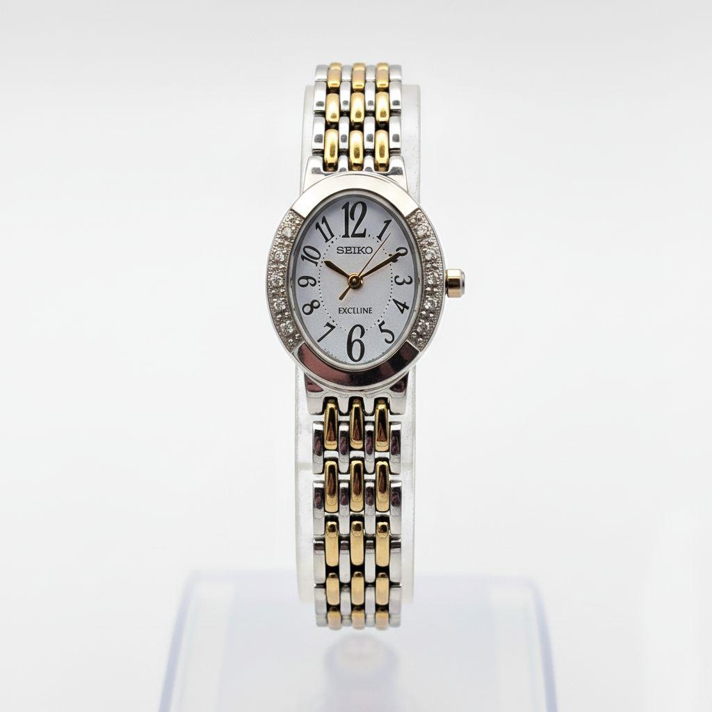 付属完備 SEIKO エクセリーヌ ソーラー ダイヤ 腕時計 V117-0AV0