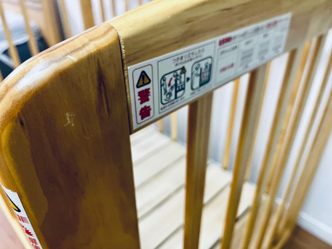 KATOJIベビーベッド(レギュラーサイズ　ナチュラル　ハイタイプ　収納あり)