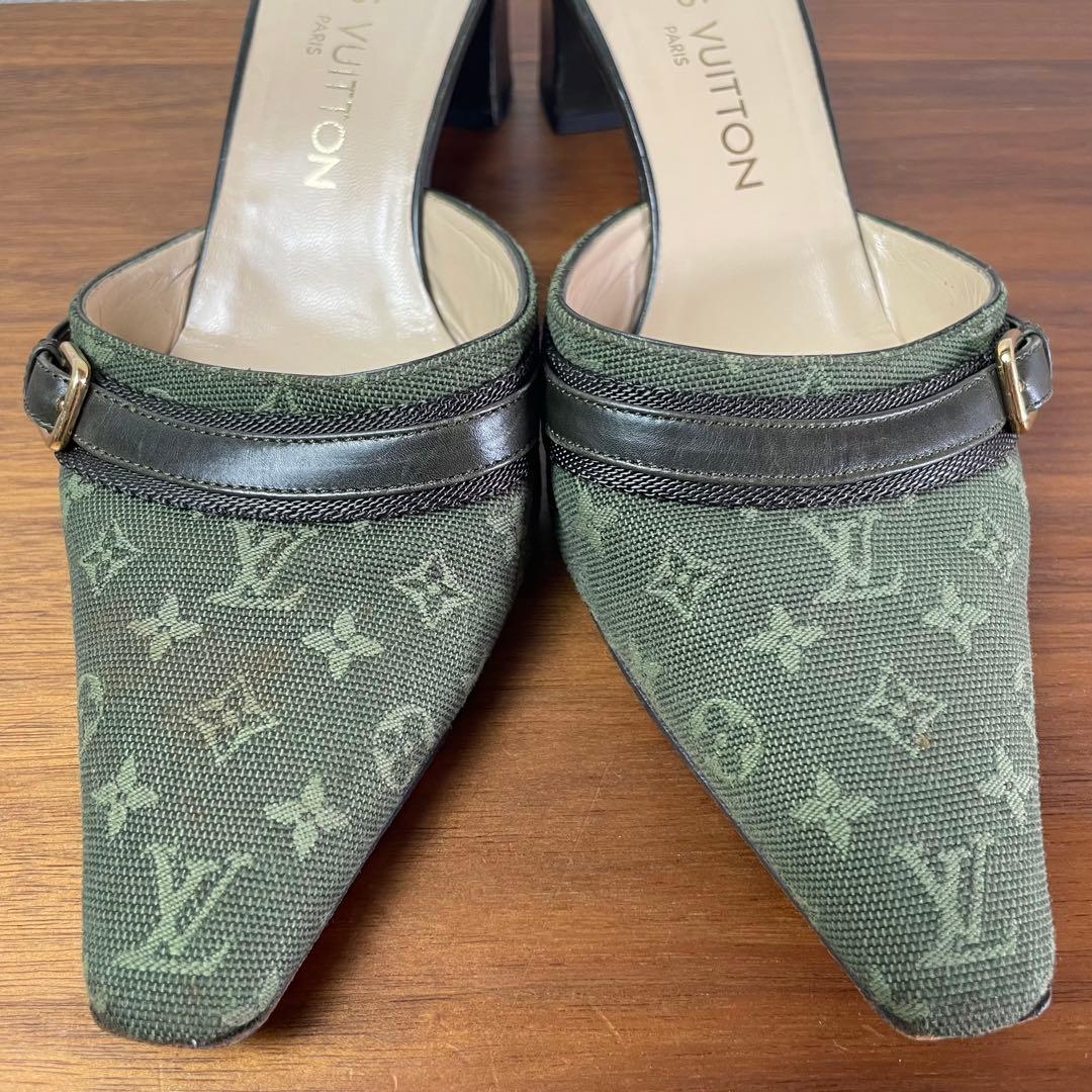 【良品】LOUIS VUITTON★ミュール　モノグラム　ベルト　キャンパス