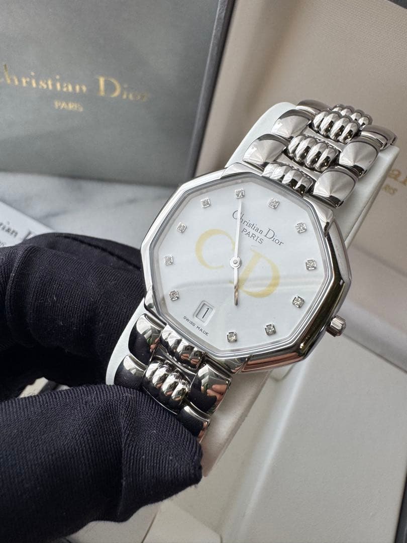 【希少美品✨】Christian Dior 11石ダイヤモンド クォーツ腕時計