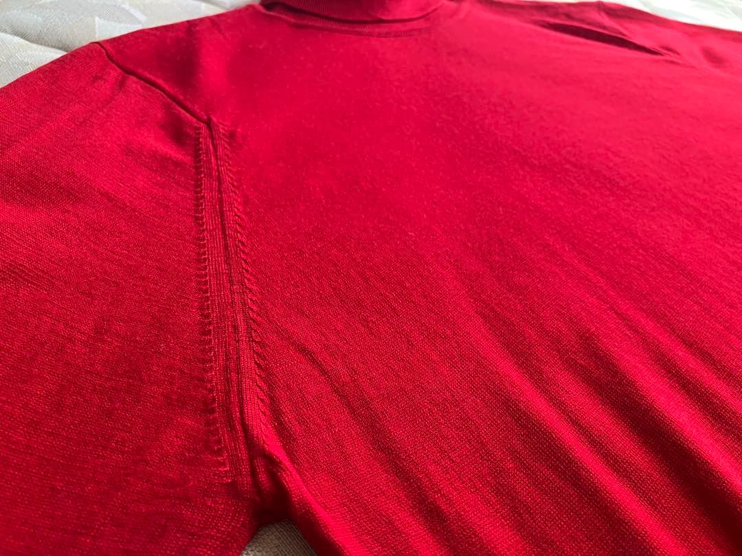 JOHN SMEDLEY ウール 30G タートルネックニット レッド S