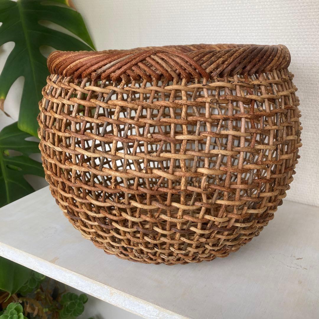 人気作家　中川原信一　あけび籠　丸型　希少品　民藝