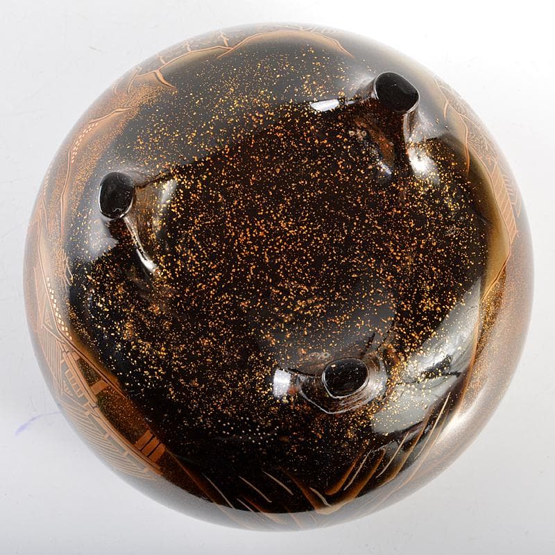 専用　輪島塗　山水蒔絵　三足香炉　純銀火屋　約61g　H　R5626