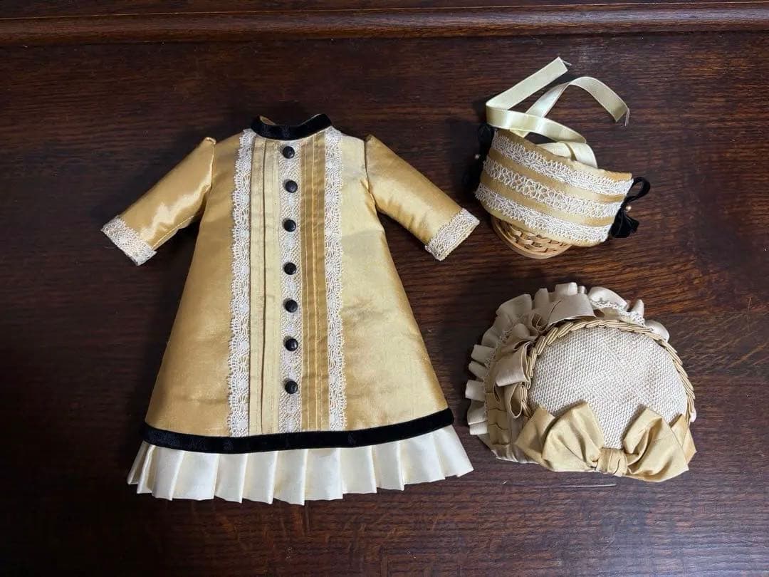 アンティークドール ビスクドール ドレス ボネ シルク レース