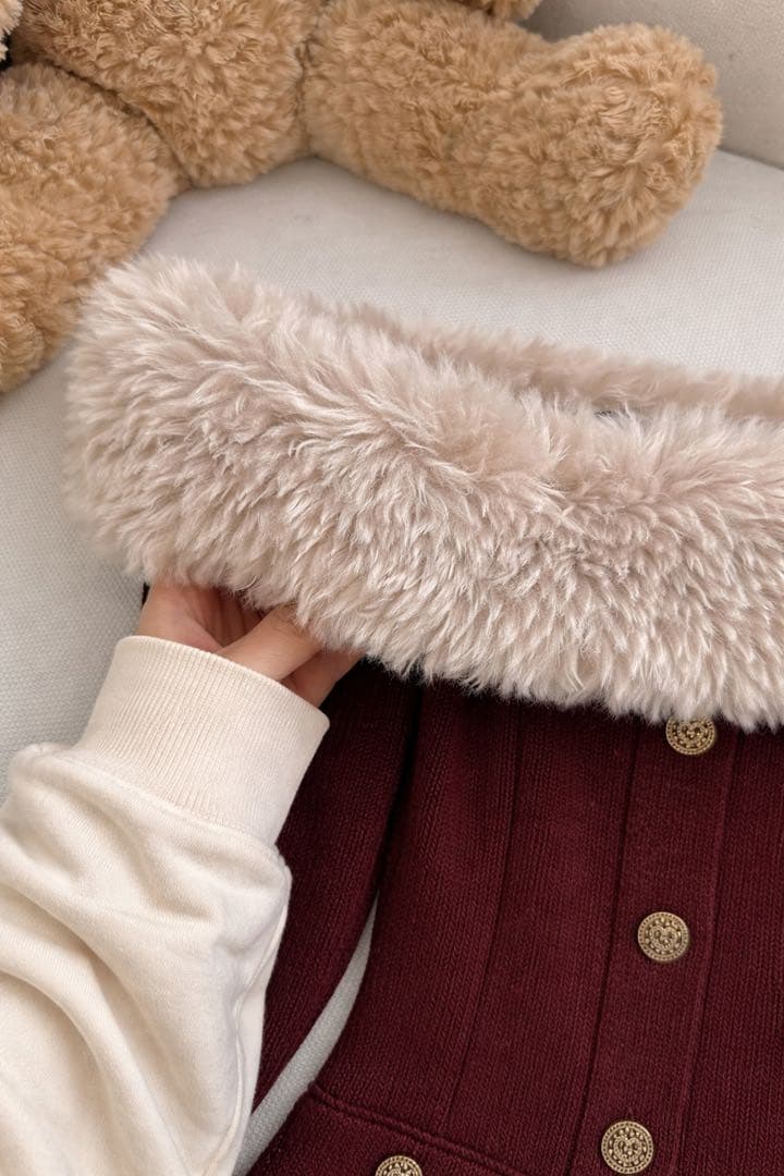 miu系穿搭 オフショル ファー ワンピース ファー 韓国 ワンホン 量産型