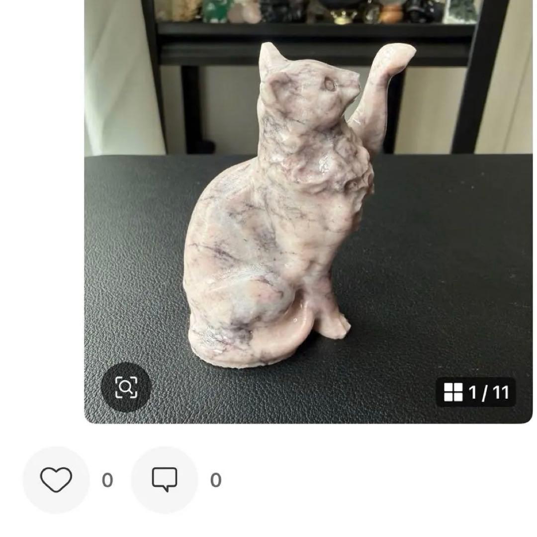 【❣️❣️❣️Aceth❤❤❤】天然石オブシデイアンの猫　NO.020605