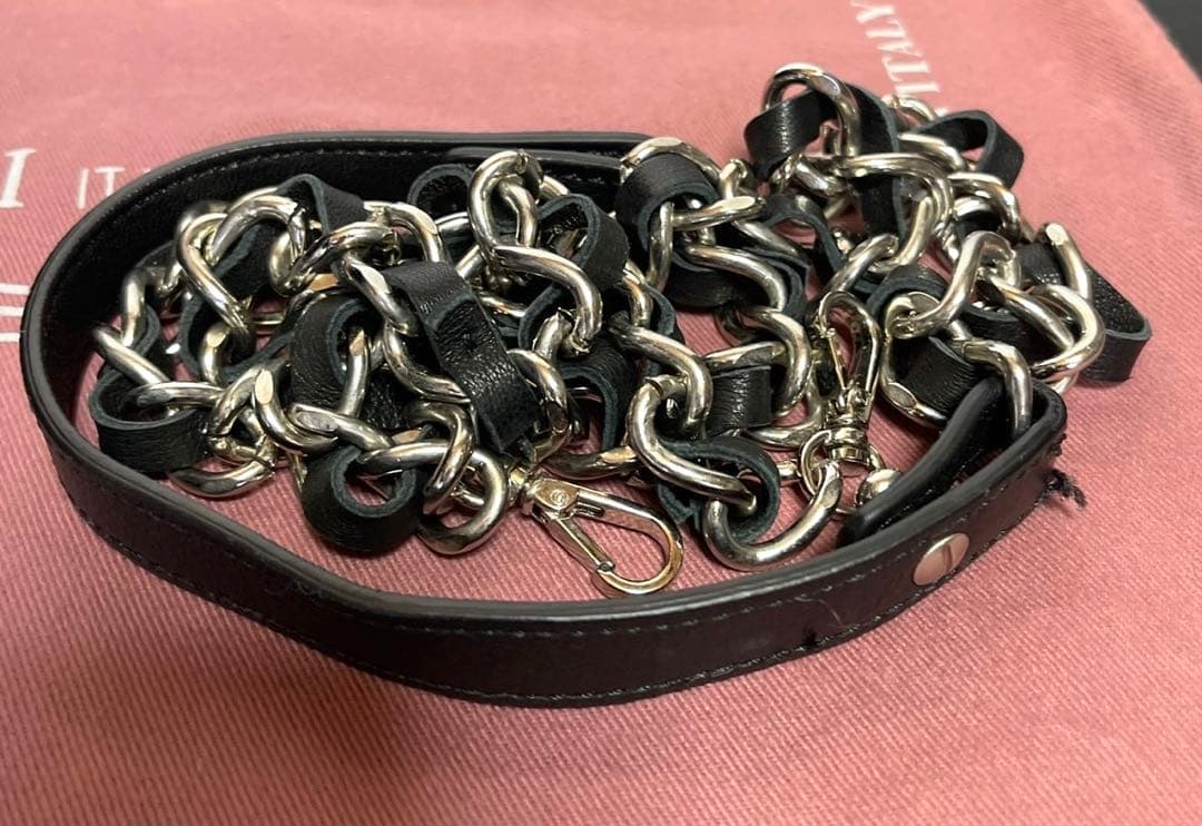 専用品FALORNI イントレチャート ブラック レザー 2WAYハンドバッグ