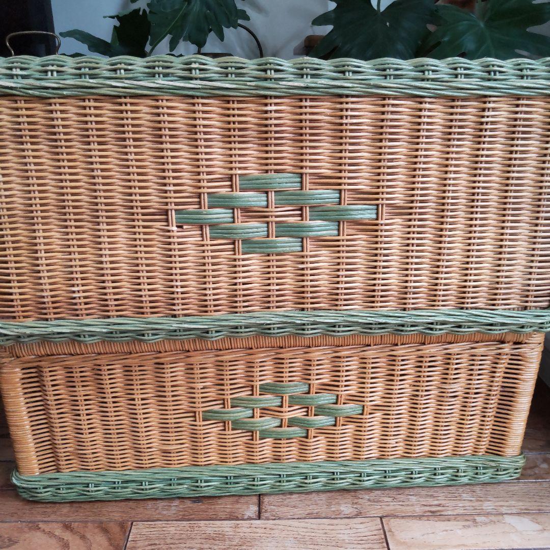 【ラタンの収納ボックス】籐家具 昭和レトロ 北欧 ヴィンテージ アンティーク