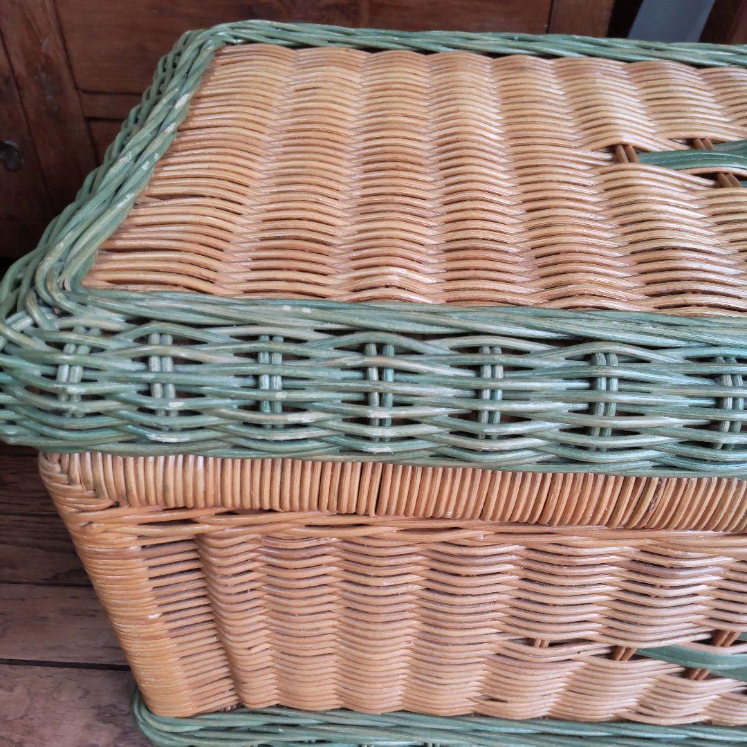 【ラタンの収納ボックス】籐家具 昭和レトロ 北欧 ヴィンテージ アンティーク