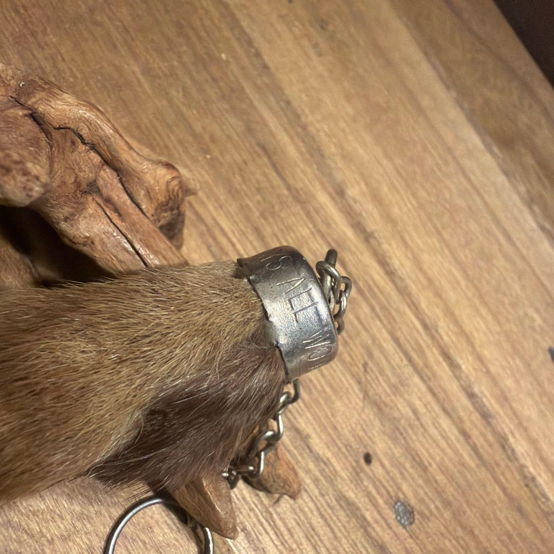 USA製 ビンテージラビットフットキーチェーン ラッキーチャーム　アメリカ　茶