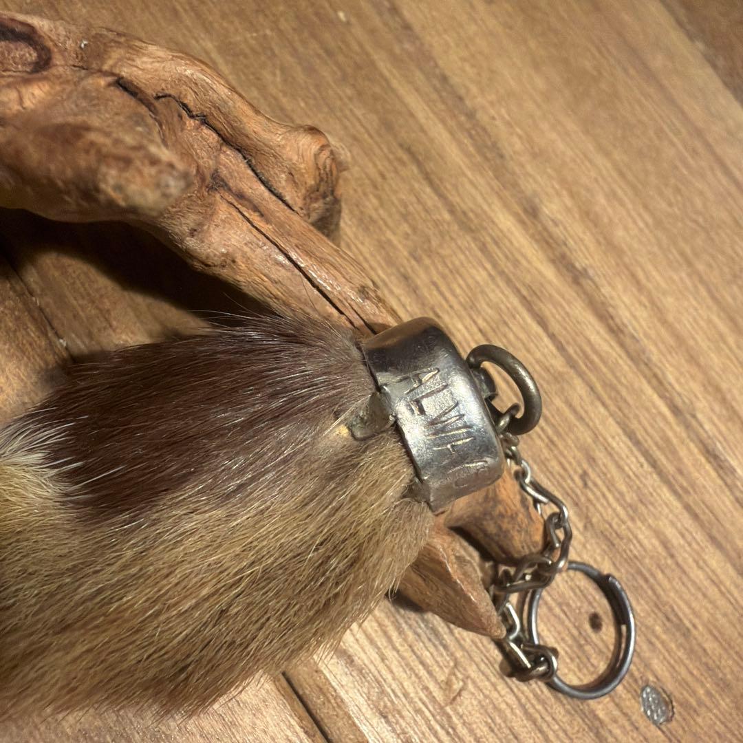 USA製 ビンテージラビットフットキーチェーン ラッキーチャーム　アメリカ　茶