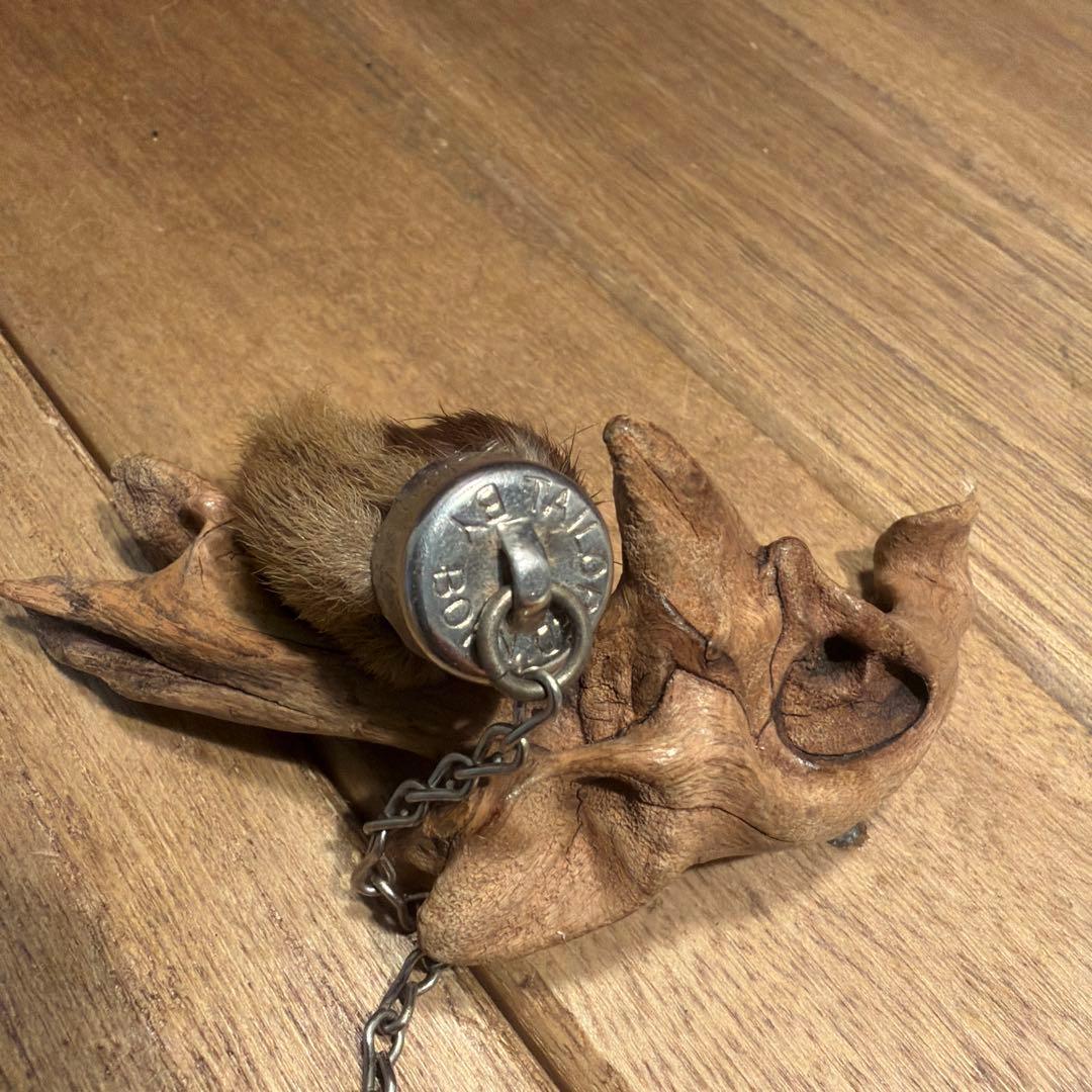 USA製 ビンテージラビットフットキーチェーン ラッキーチャーム　アメリカ　茶