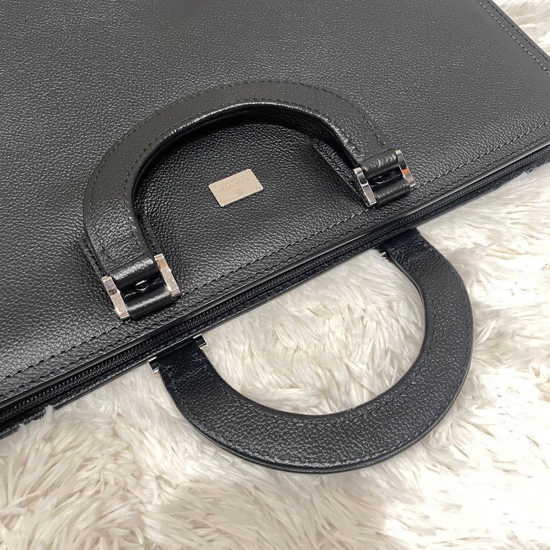 最高級 ランバン 自立型 ブリーフケース ビジネスバッグ A4 レザー メンズ
