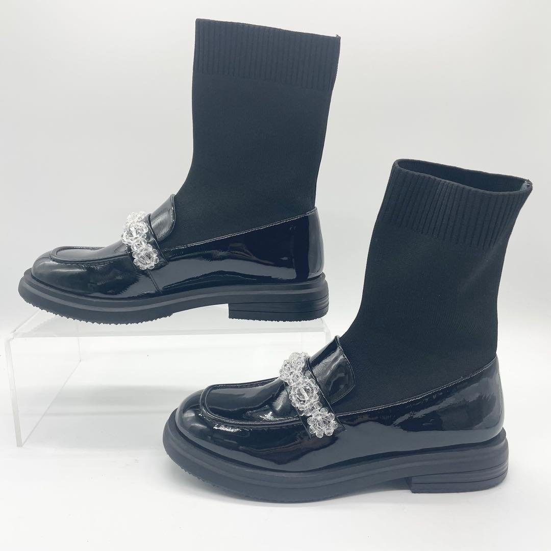 【極美品】STACCATO スタッカート フローラローファーコンビブーツ 黒