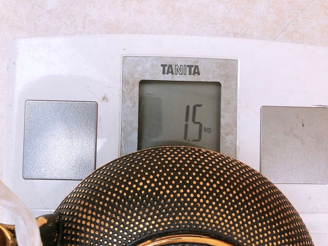 デ*ォ様 【レトロ】南部鉄器 美濃華林作 鉄瓶 純金着 日本茶用品 茶器 伝統工