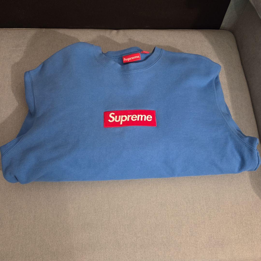 Supreme 青 22AW/BOX LOGO CREWNECK/トレーナーL