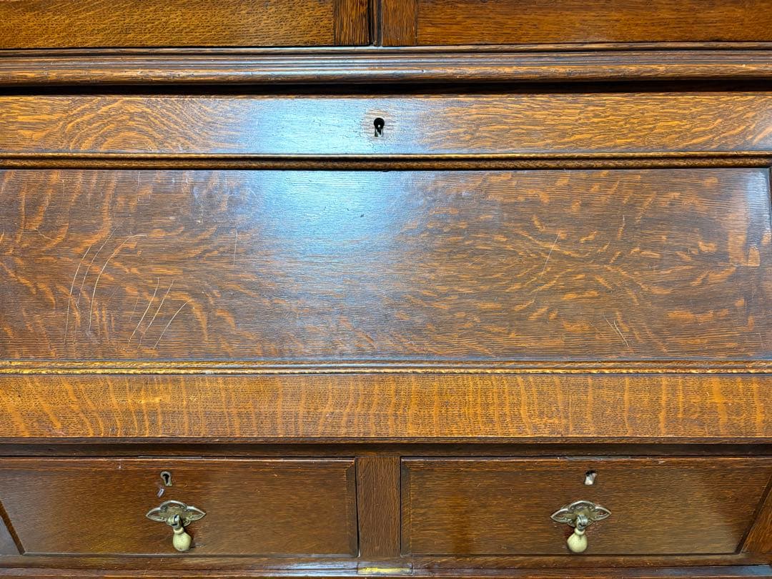 英国アンティーク　ビューロー　キャビネット/本棚/ガラス食器棚/飾り棚/店舗什器