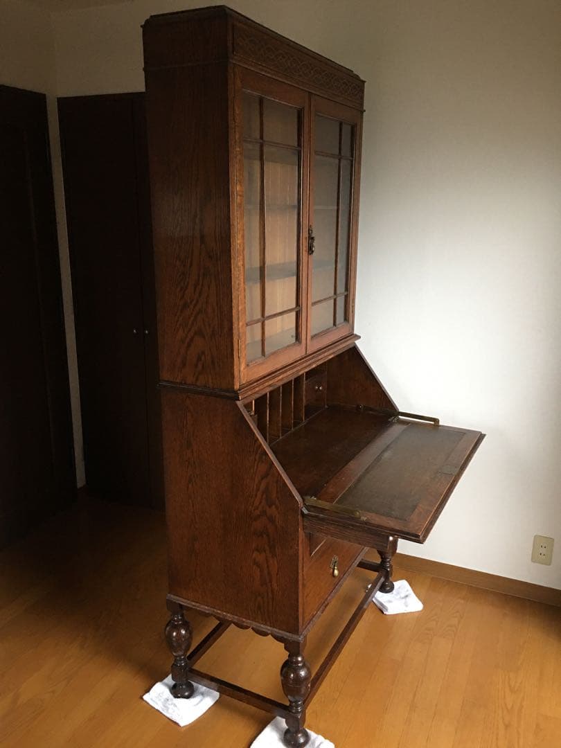 英国アンティーク　ビューロー　キャビネット/本棚/ガラス食器棚/飾り棚/店舗什器