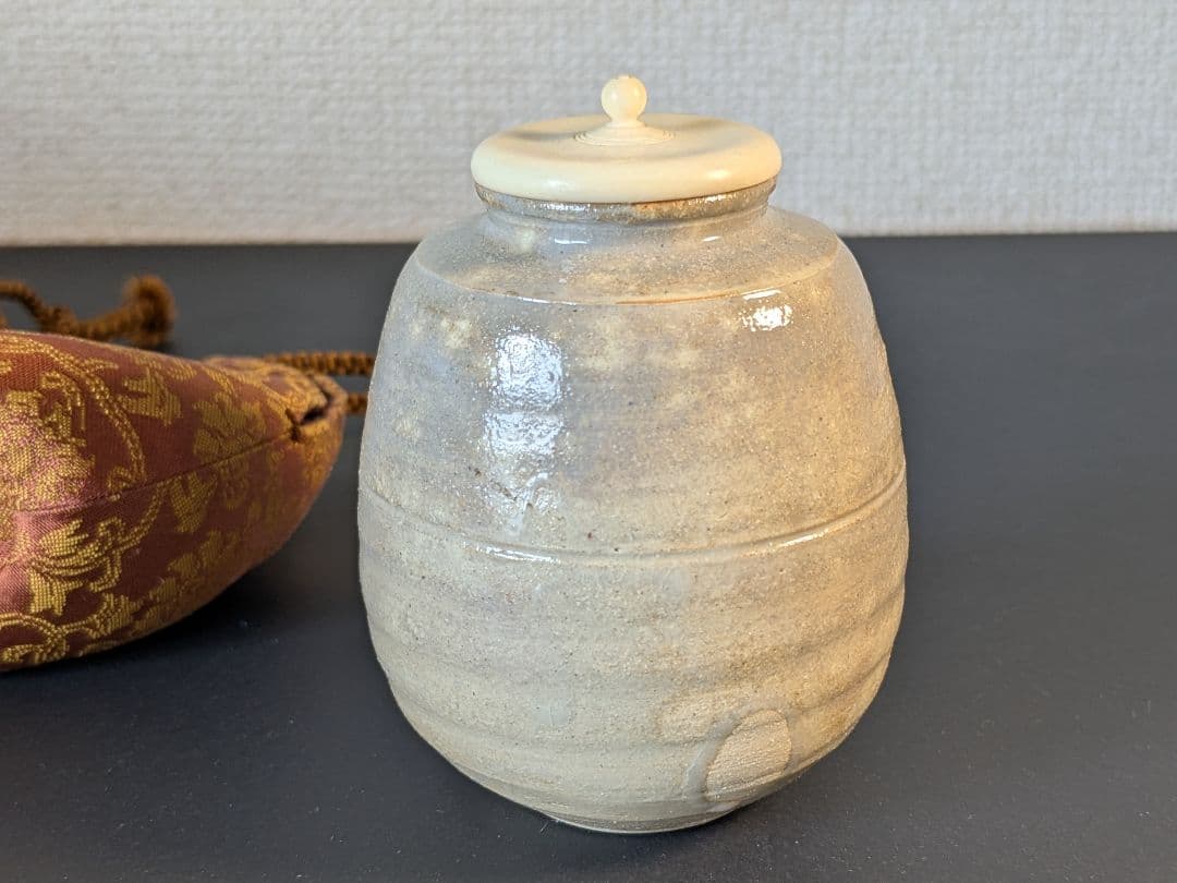 朝日焼　松林豊斎　茶入　替え仕覆　北村徳齋製