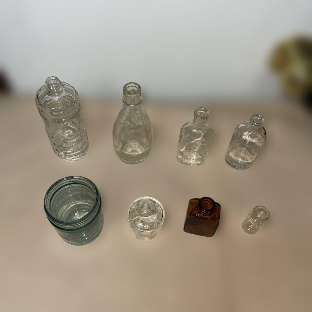 MR-445A ガラス瓶セット 8個　ヴィンテージ　レトロ　アンティーク　空き瓶