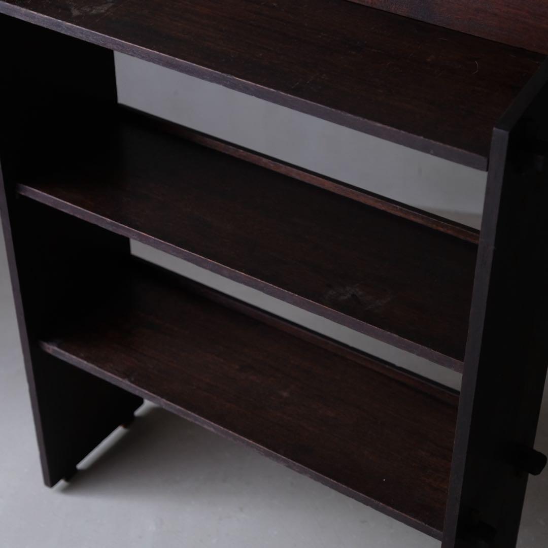 ラワン材 ３杯抽斗付 楔式本棚　収納棚 陳列棚 飾り棚 引き出し アンティーク