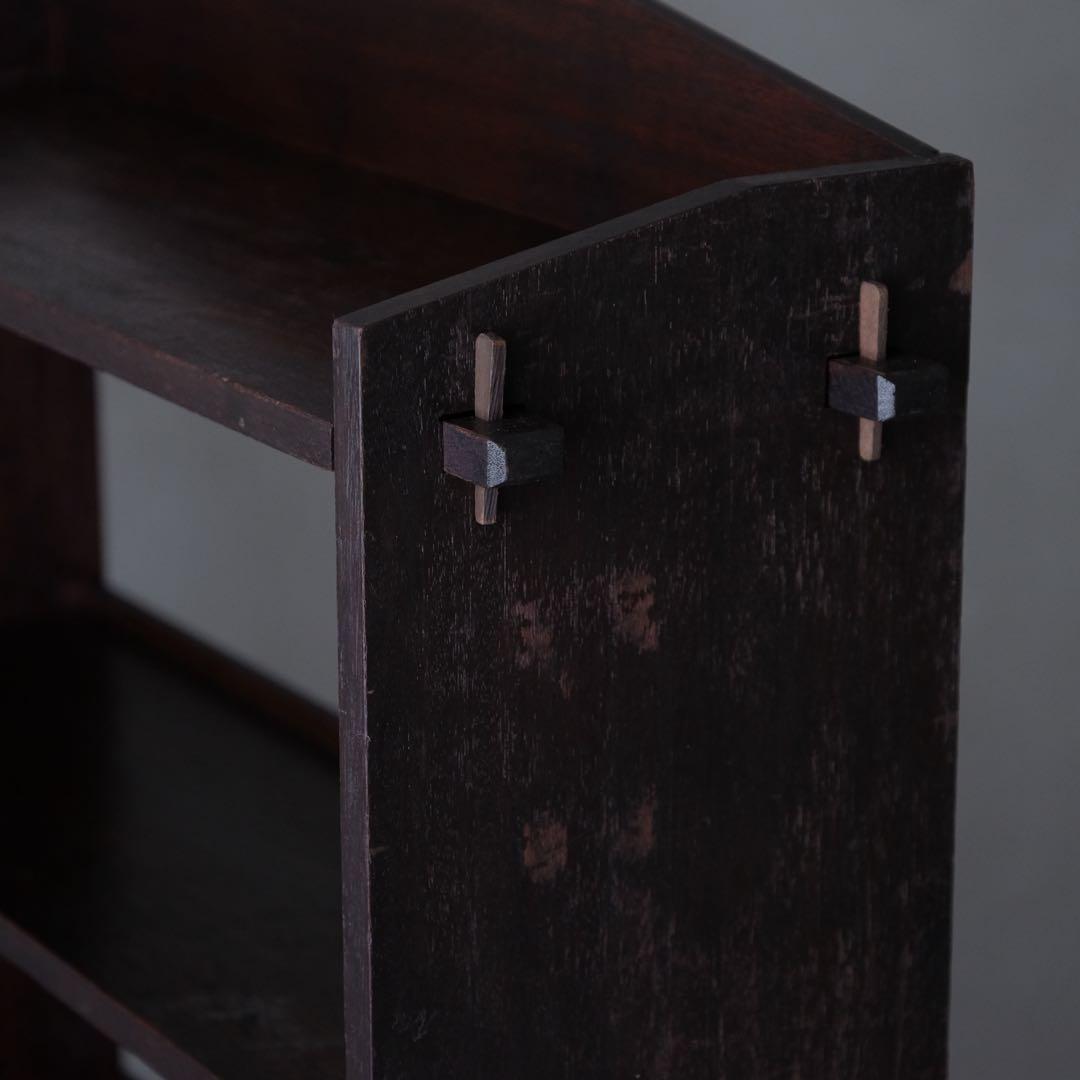 ラワン材 ３杯抽斗付 楔式本棚　収納棚 陳列棚 飾り棚 引き出し アンティーク