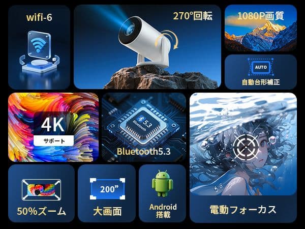 【新品】 プロジェクター 自動補正 4K Bluetooth スピーカ wifi