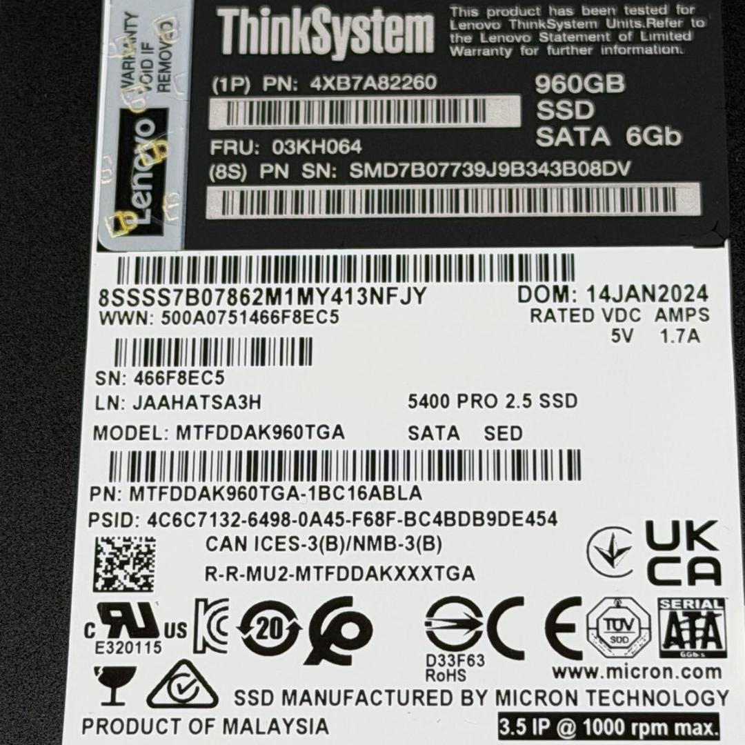 C*Y様 【高耐久SSD】 Micron 5400 PRO 2.5インチ960G