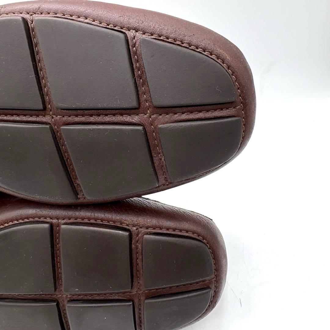 美品✨ PRADA 銀ロゴ ドライビング　ローファー 【7】 茶 シボ