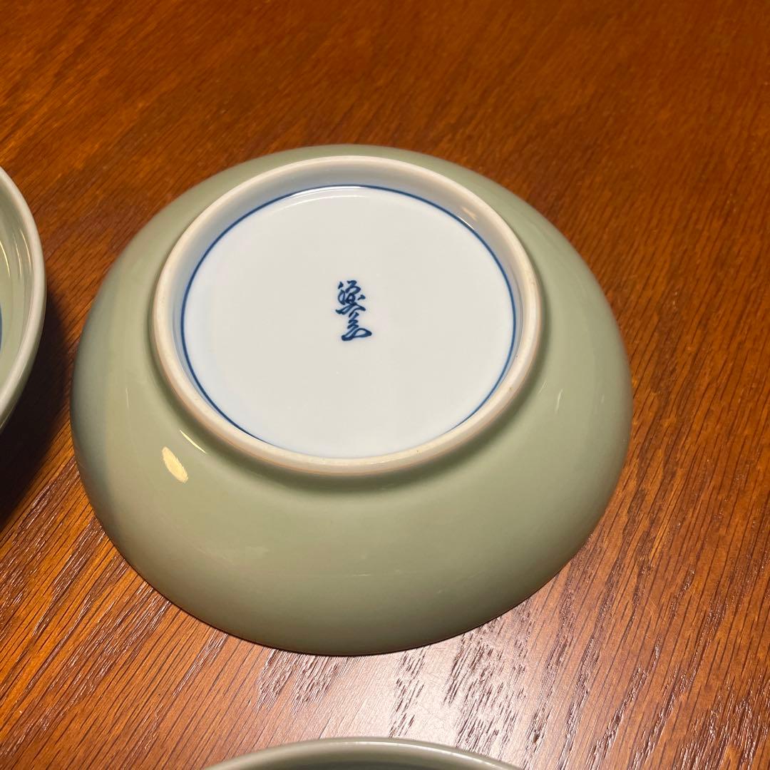 源右衛門窯　青磁雲波紋　小皿　4枚