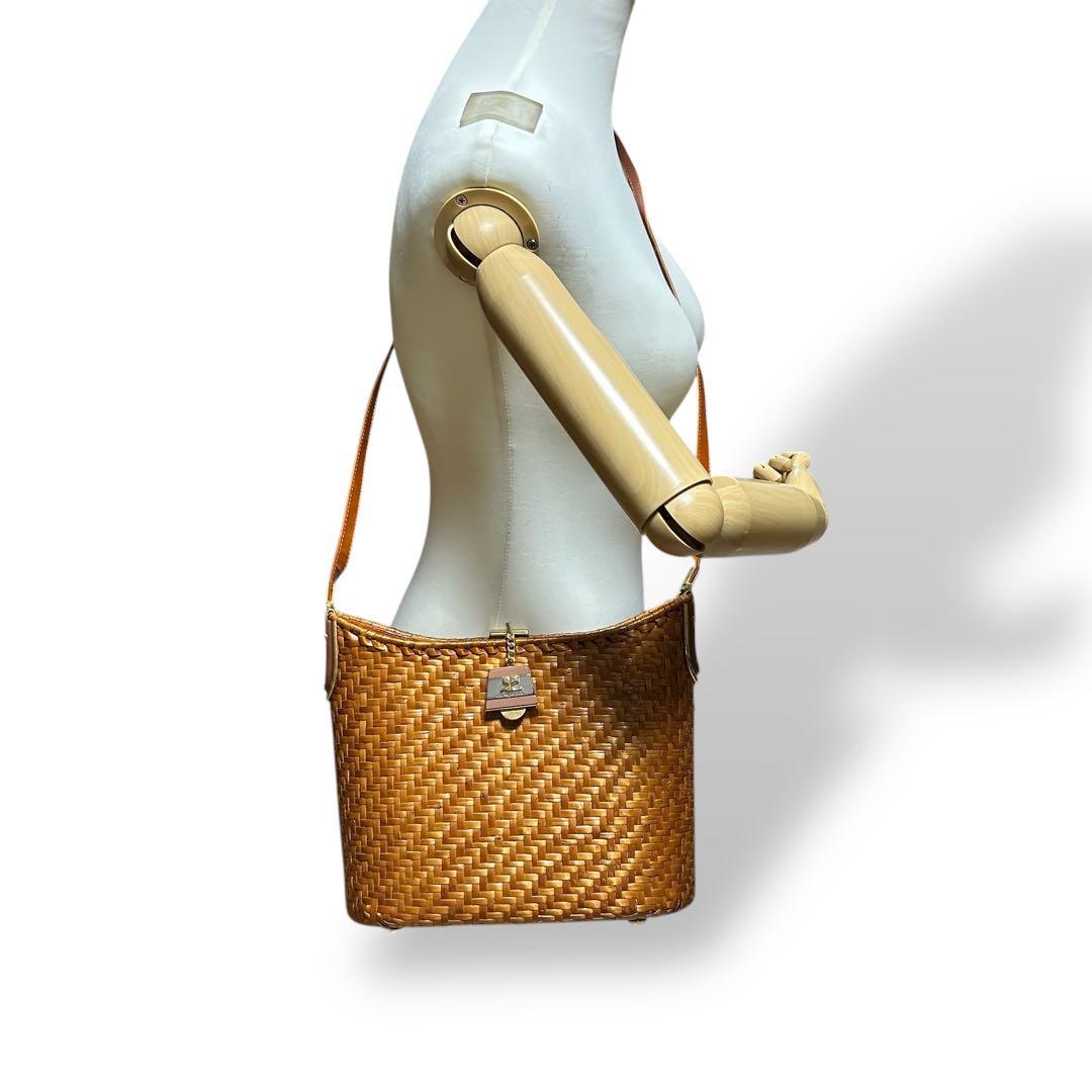 良品 1091 クレージュ カゴバッグ ワンショルダーバッグ ブラウン