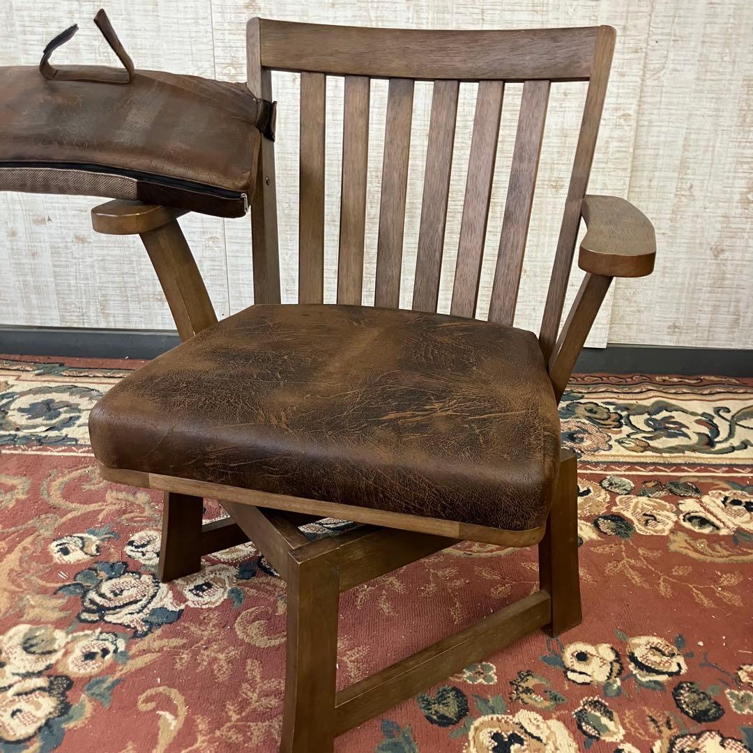 ② 北欧レトロ 上久商店 大川家具 ノゾミ 回転式 天然木製椅子 アームチェア