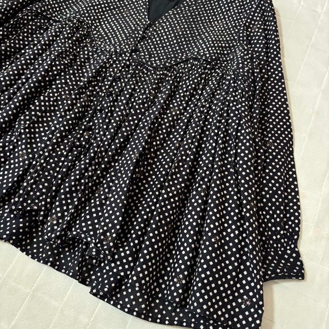 メゾン ド ソイル　80s コットン ブロック プリント Vネック シャツ