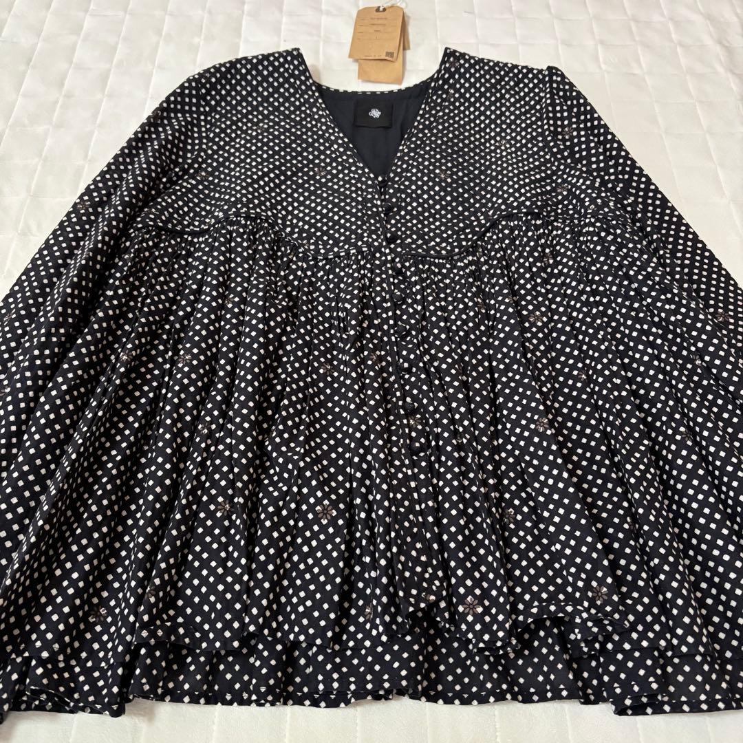 メゾン ド ソイル　80s コットン ブロック プリント Vネック シャツ