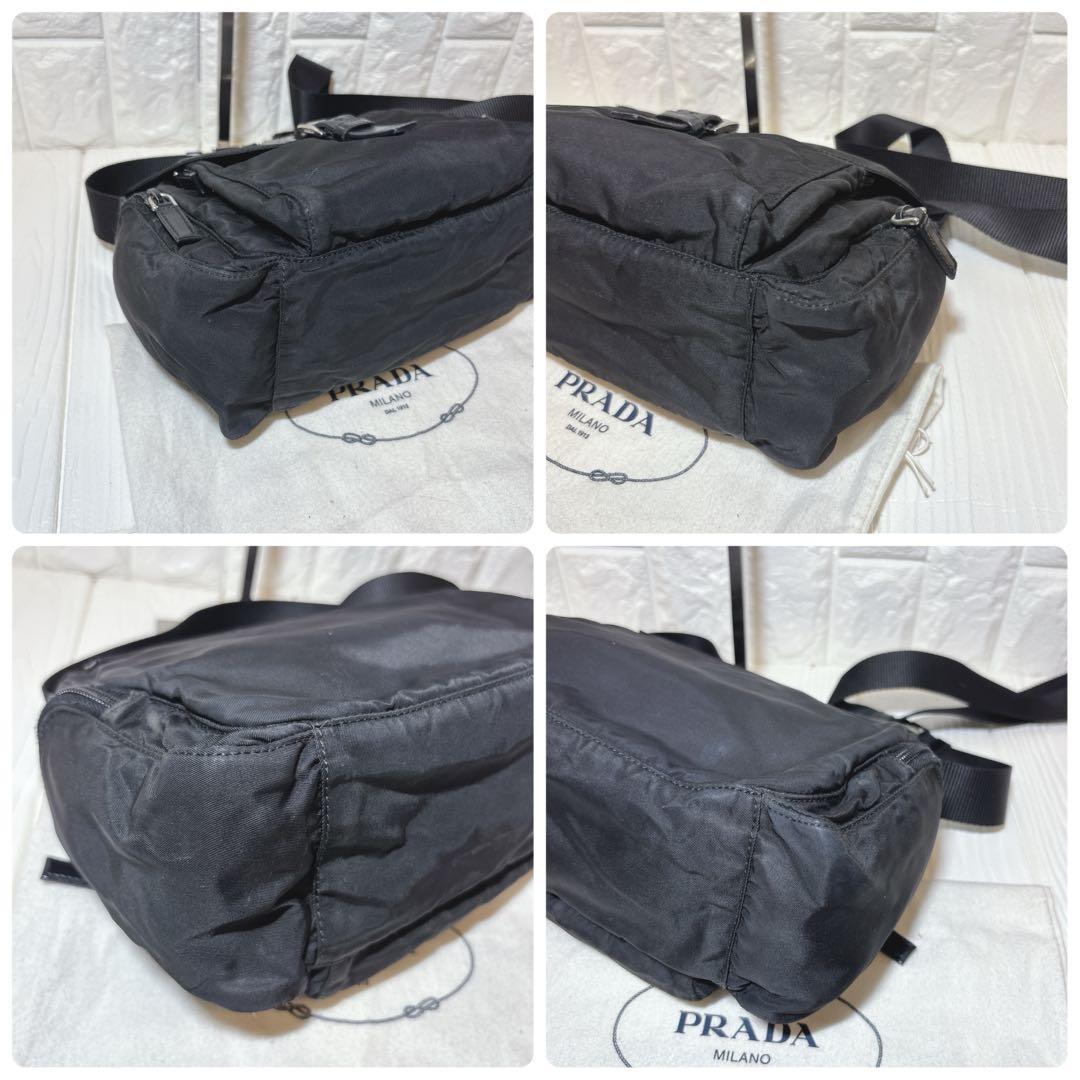 【希少】プラダ　ショルダーバッグ　三角ロゴ　サイドポケット　ナイロン　ブラック