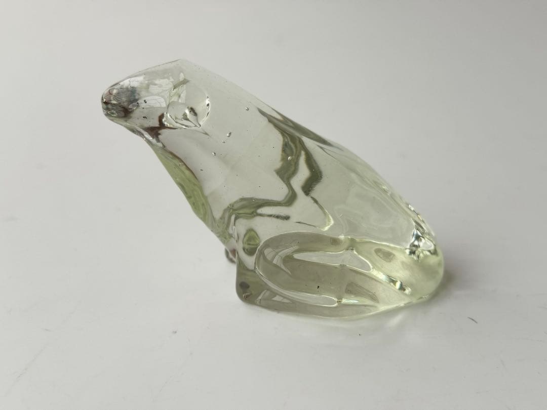 ヴィンテージ ガラス製 カエル 置物 ペーパーウェイト アンティーク 骨董