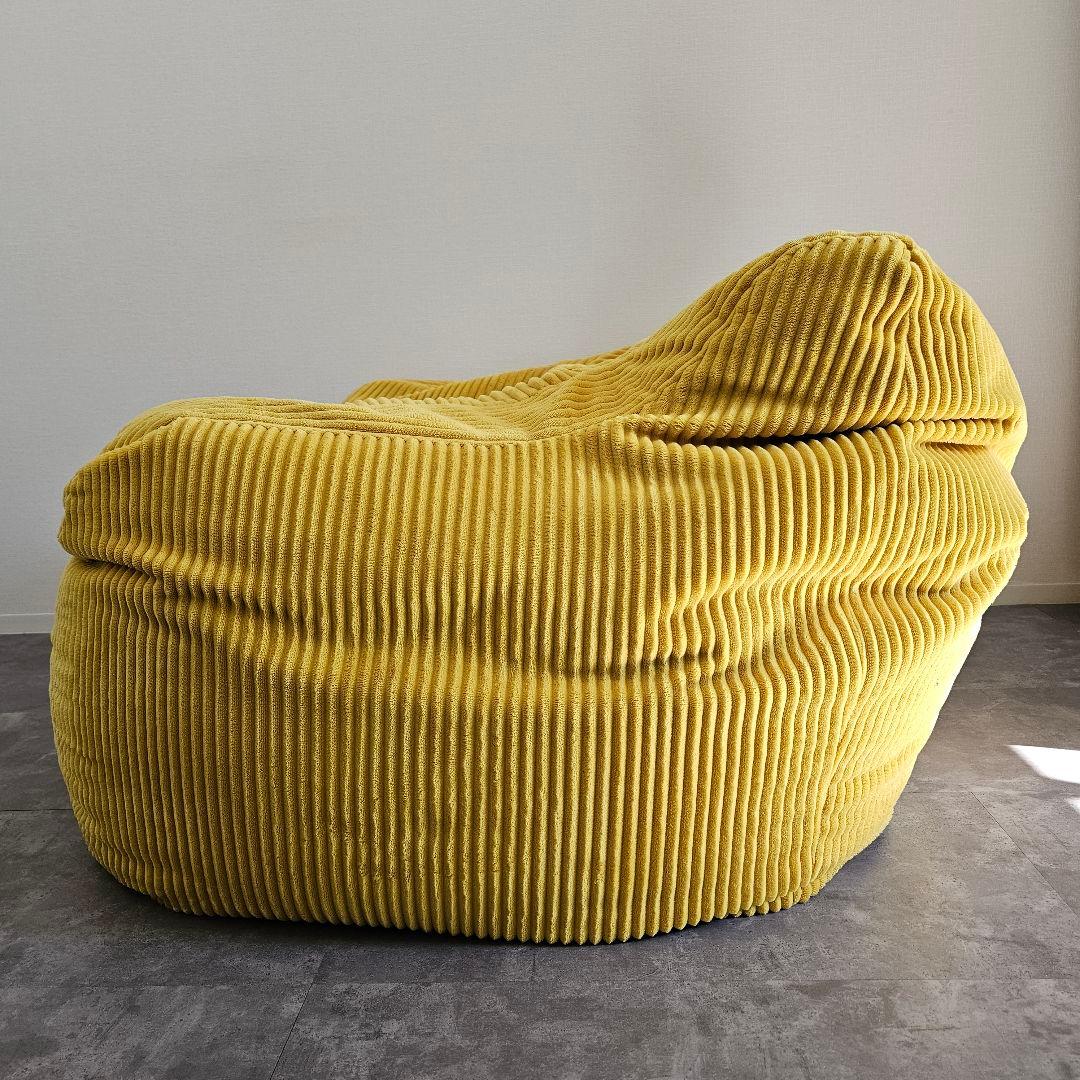 LOOSY 1人掛けビーズソファ ソファ+オットマン mustard色