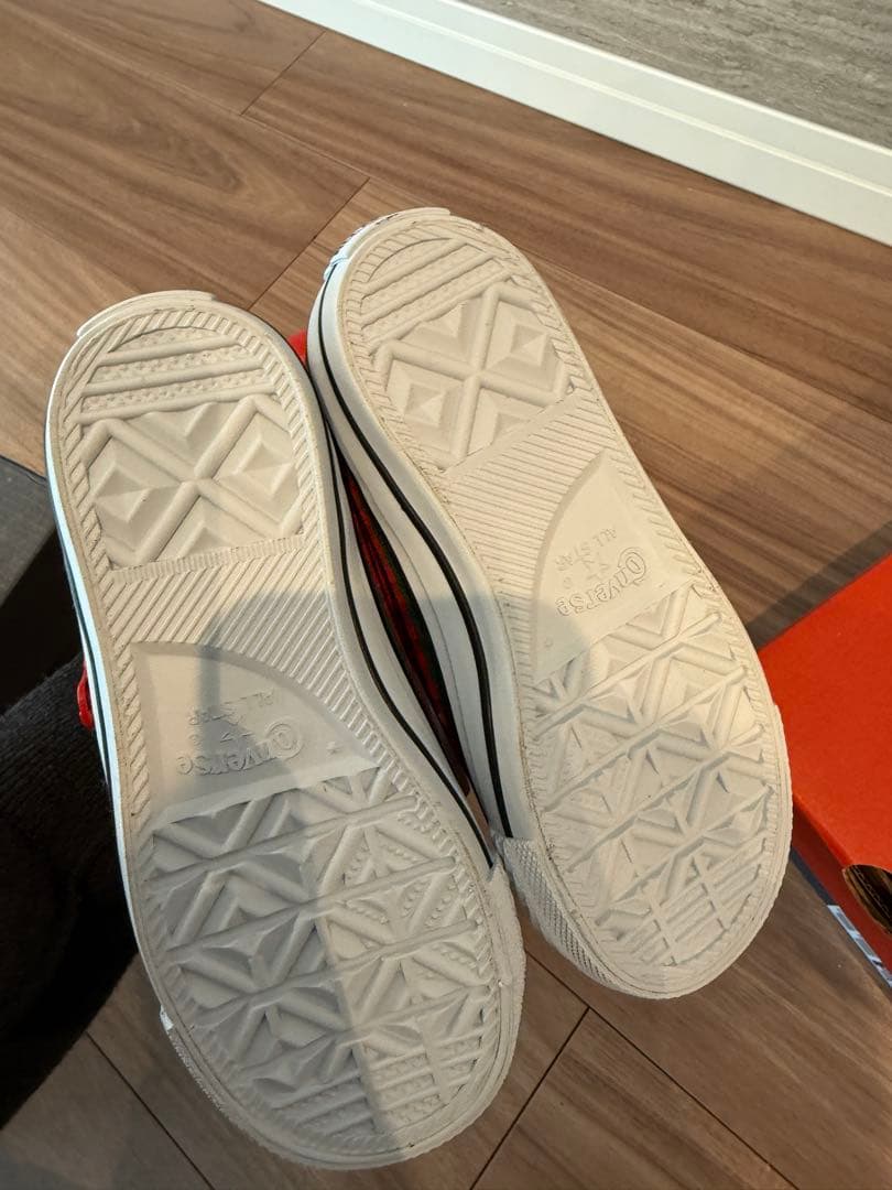 CONVERSE 赤と黒 チェック スニーカー 17cm