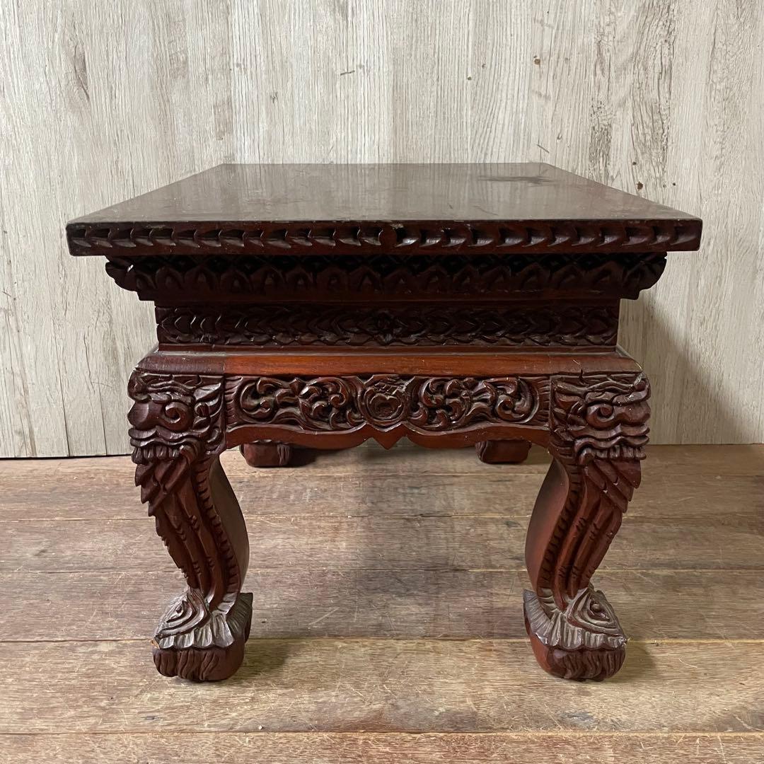 ②木製彫刻座卓 木彫サイドテーブル アジアン家具 アンティーク家具 ヴィンテージ