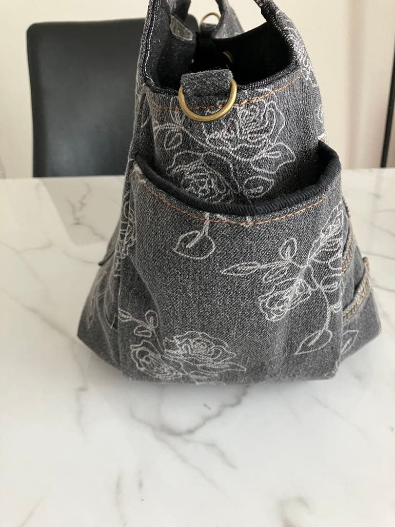 861 あつこ　花柄デニムリメイクバック　ハンドメイド 2点