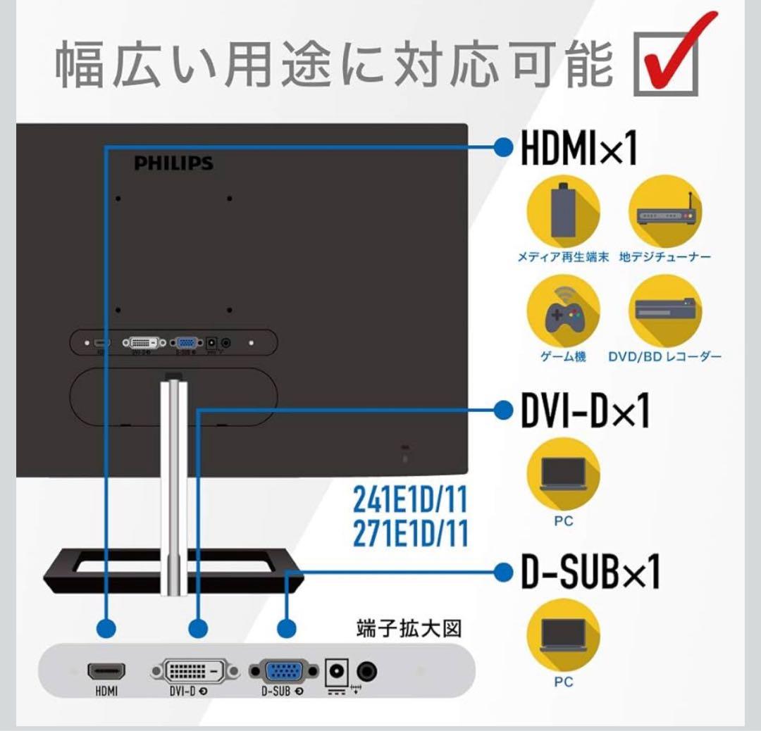 【新品未開封】PHILIPS E line 24インチ モニター 241E1D