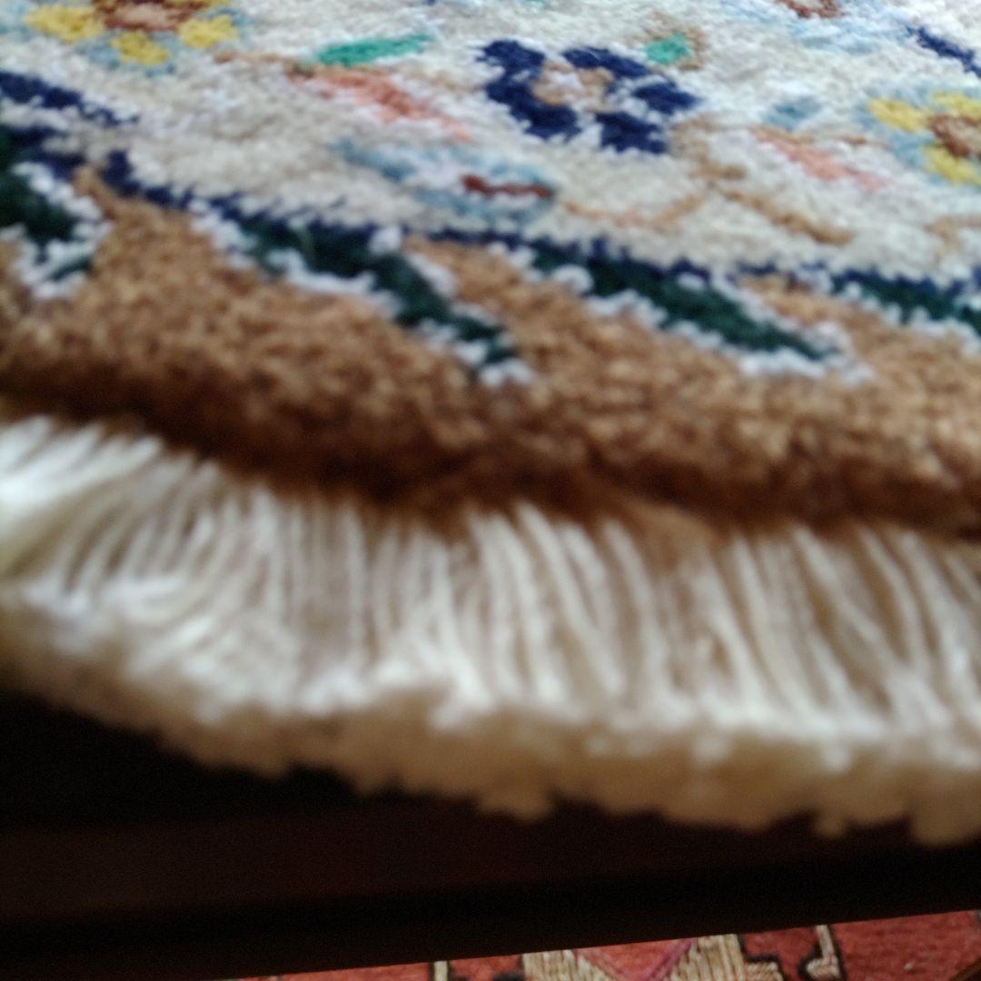 ハート ペルシャ絨毯イラン ナイン産 手織り ミニチェアマット 座布団