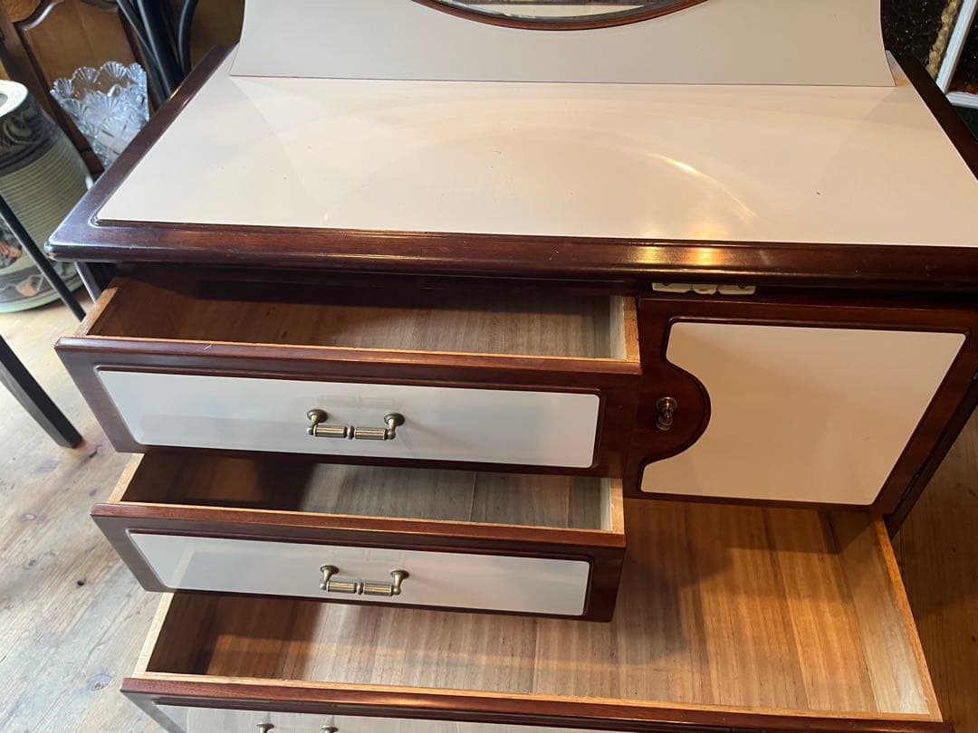 丸型 ドレッサー 昭和レトロ 当時物 インテリア アンティーク ビンテージ 鏡台