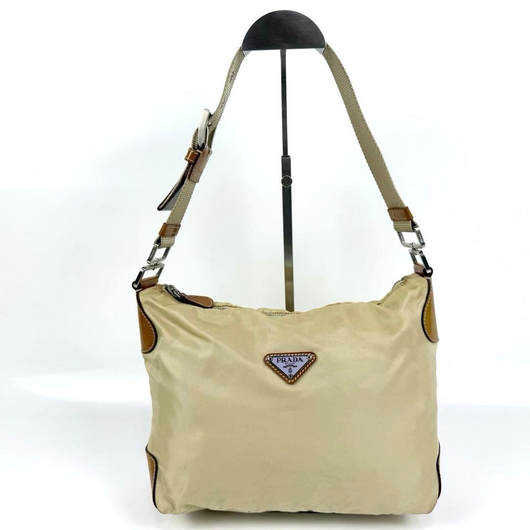 PRADA プラダ 三角ロゴ ワンショルダー バッグ ナイロン ベージュ y2k
