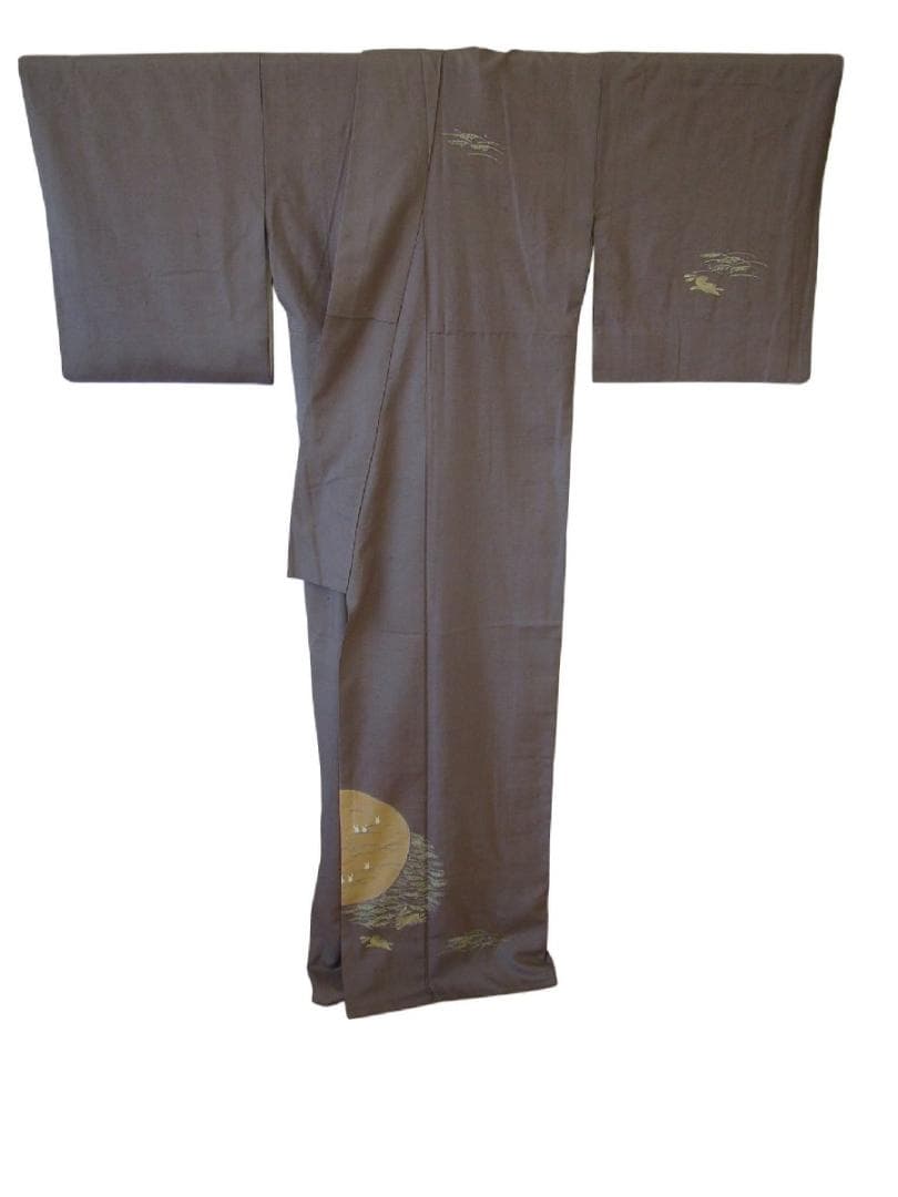 加賀友禅 柿本市郎 本場 結城紬 附下 正絹 仕立上り～163cm Tｓ603