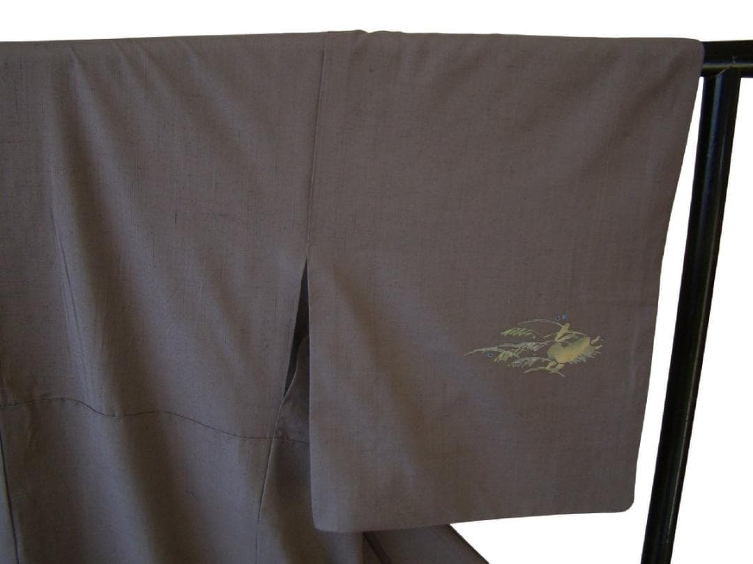 加賀友禅 柿本市郎 本場 結城紬 附下 正絹 仕立上り～163cm Tｓ603