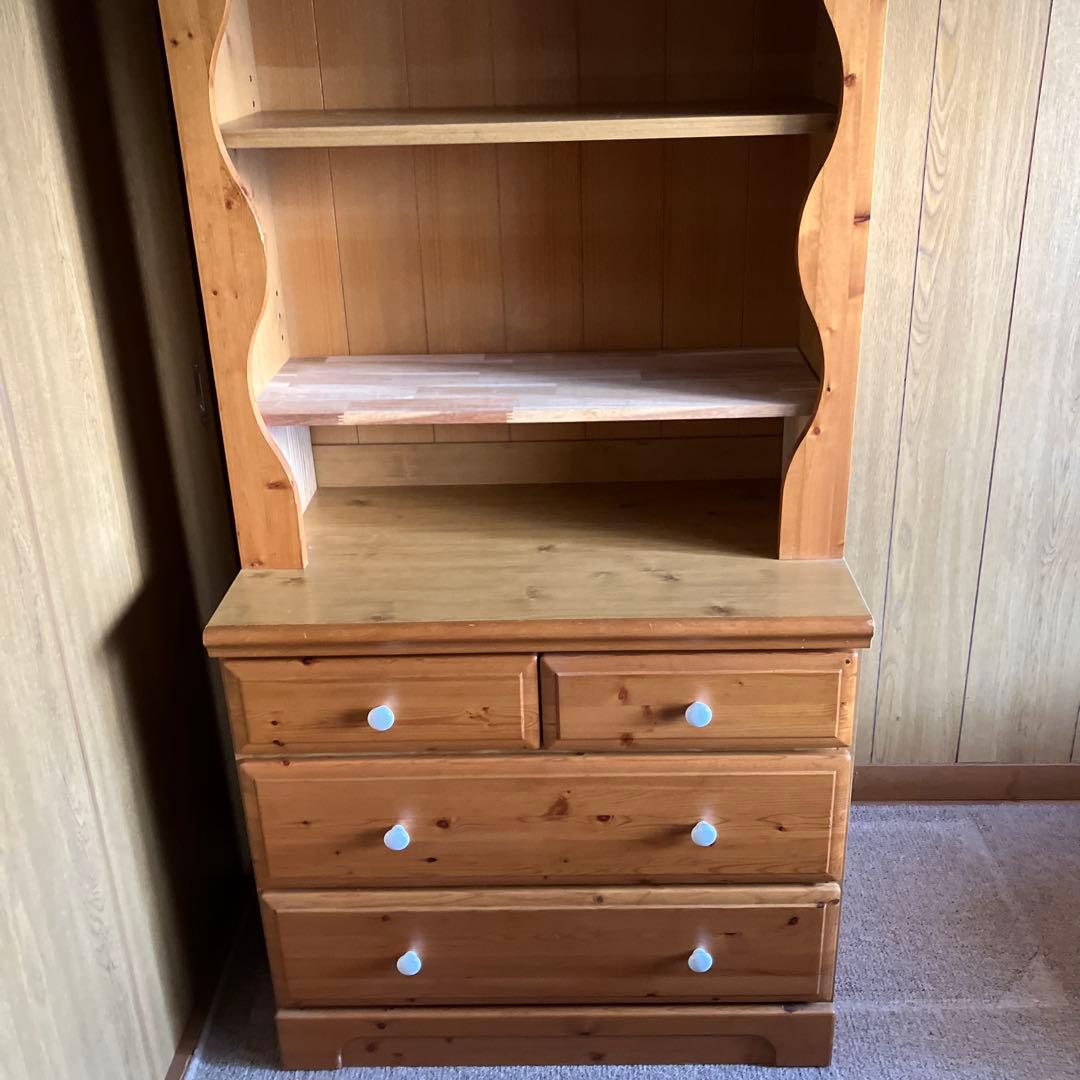 木製オープンシェルフ 引き出し付き　たのメル便