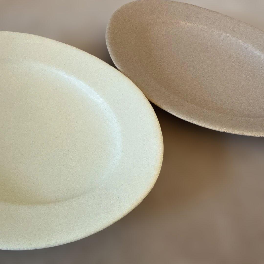 awabi ware オーバル2枚セット ベージュとクリーム