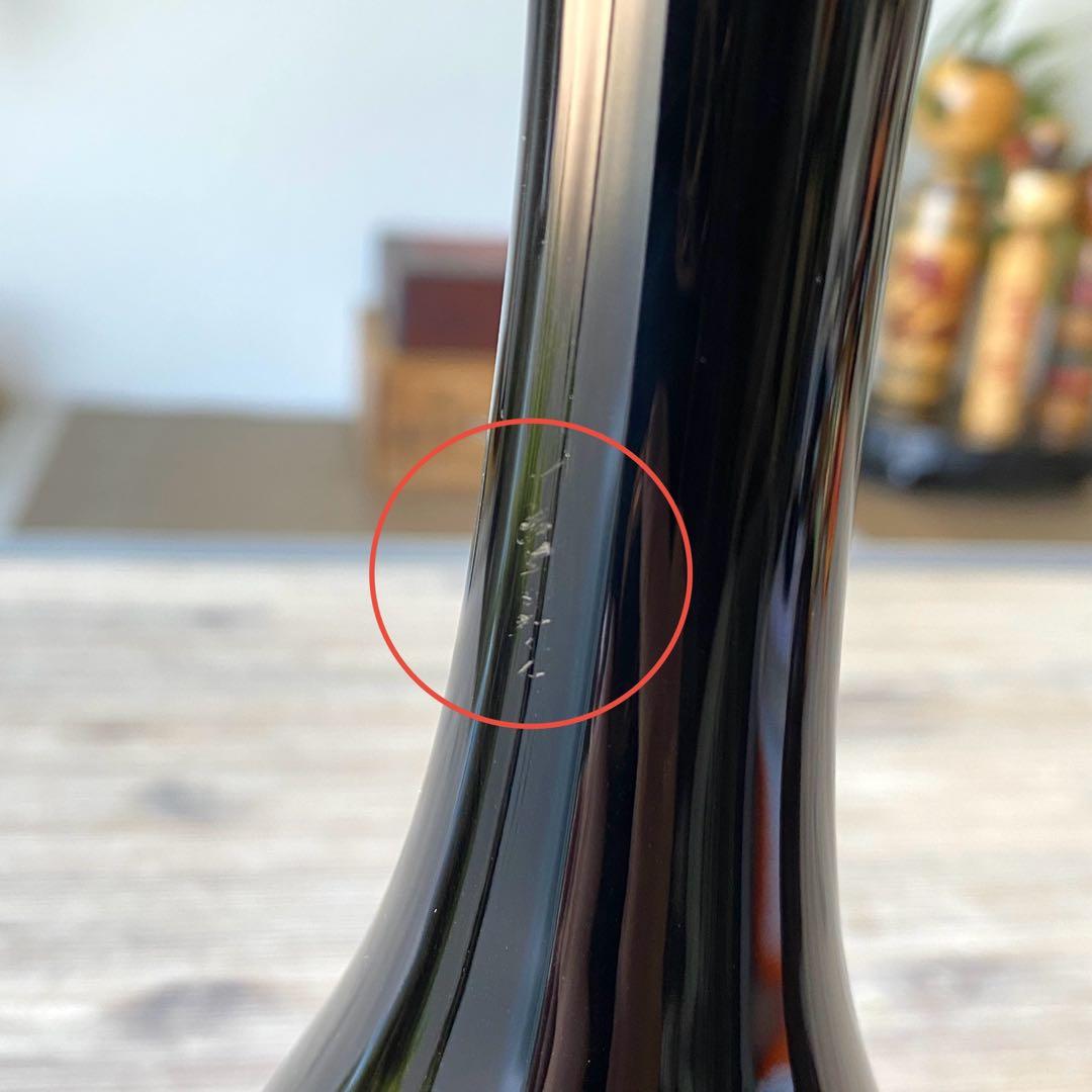 輪島塗　黒朱　花器　一輪挿し　花瓶　鶴首型　沈金　ぼかし塗