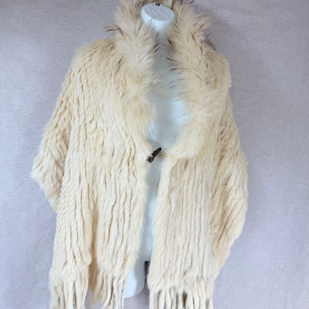 希少　ゴア　y2k 高級　ラビット　ラクーン　リアルファー　ポンチョ　ストール